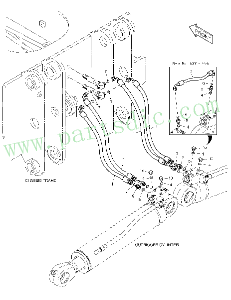 DX140W TIER-II  Rear Outrigger Piping 400-01479B Assembly