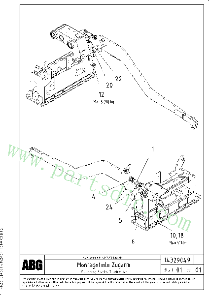Mounting parts for towing arms