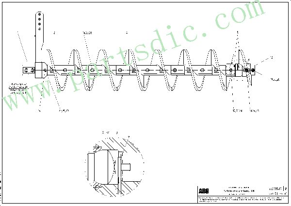 Complete shaft for auger extension LH/RH