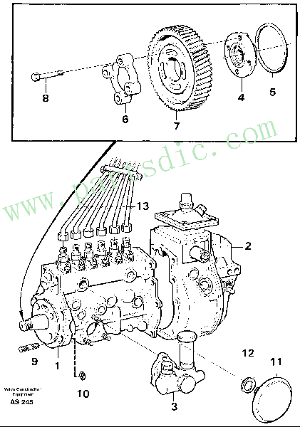 Fuel injection pump with fitting parts