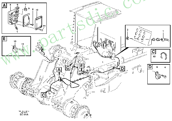 Front cable harness with assembly parts