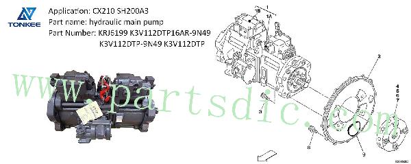 KRJ6199 K3V112DTP16AR-9N49 K3V112DTP-9N49 K3V112DTP piston pump CX210 SH200A3 excavator hydraulic main pump