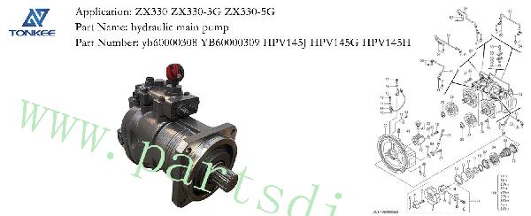 yb60000308 YB60000309 HPV145J HPV145G HPV145H hydraulic main pump ZX330 ZX330-3G ZX330-5G piston pump