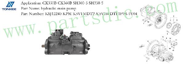 KSJ12240 K5V160DTP K5V160DTP1F9R-9Y04 piston pump CX350B CX360B SH300-5 SH350-5 hydraulic main pump
